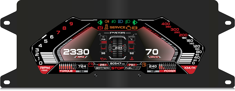 Fig. 16. Laplace Z virtual instrument cluster in race mode.