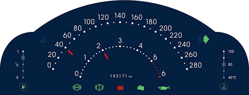 Fig. 1. Digital instrument cluster graphical design.