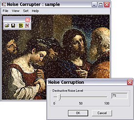 Fig. 10. Corruption by destructive noise - screenshot.