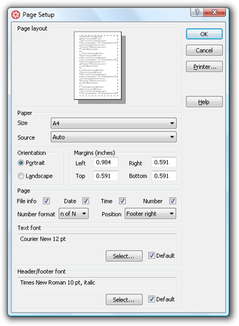 Fig. 3. Page setup dialog.